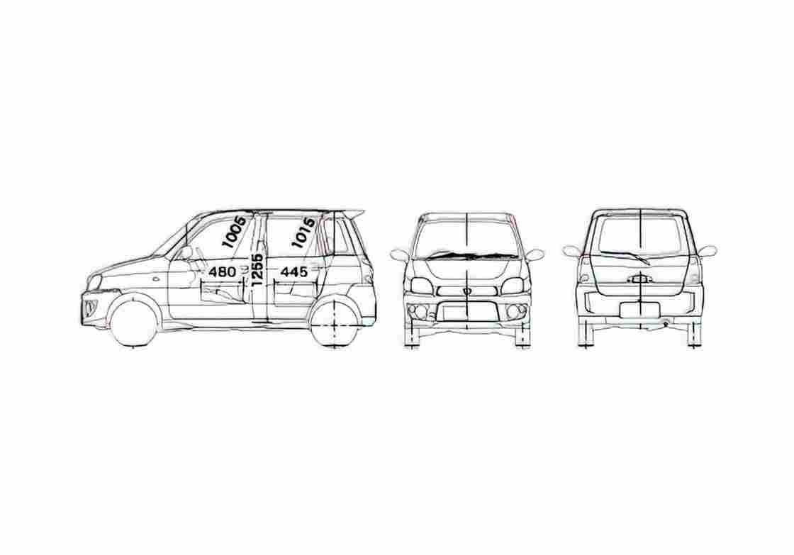 Blueprint Subaru Pleo Hatchback 2005 A4 Photo Print