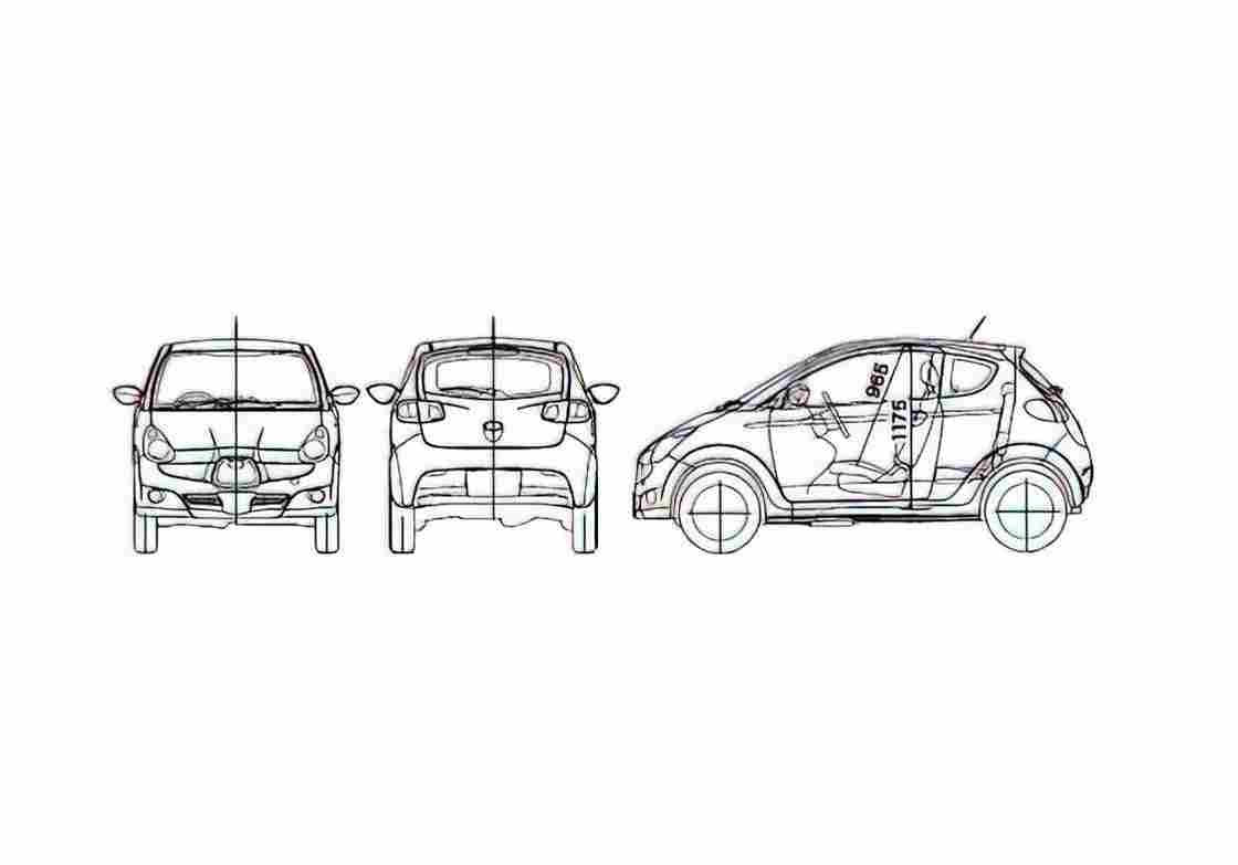 Blueprint Subaru R1 Hatchback 2005 A4 Photo Print