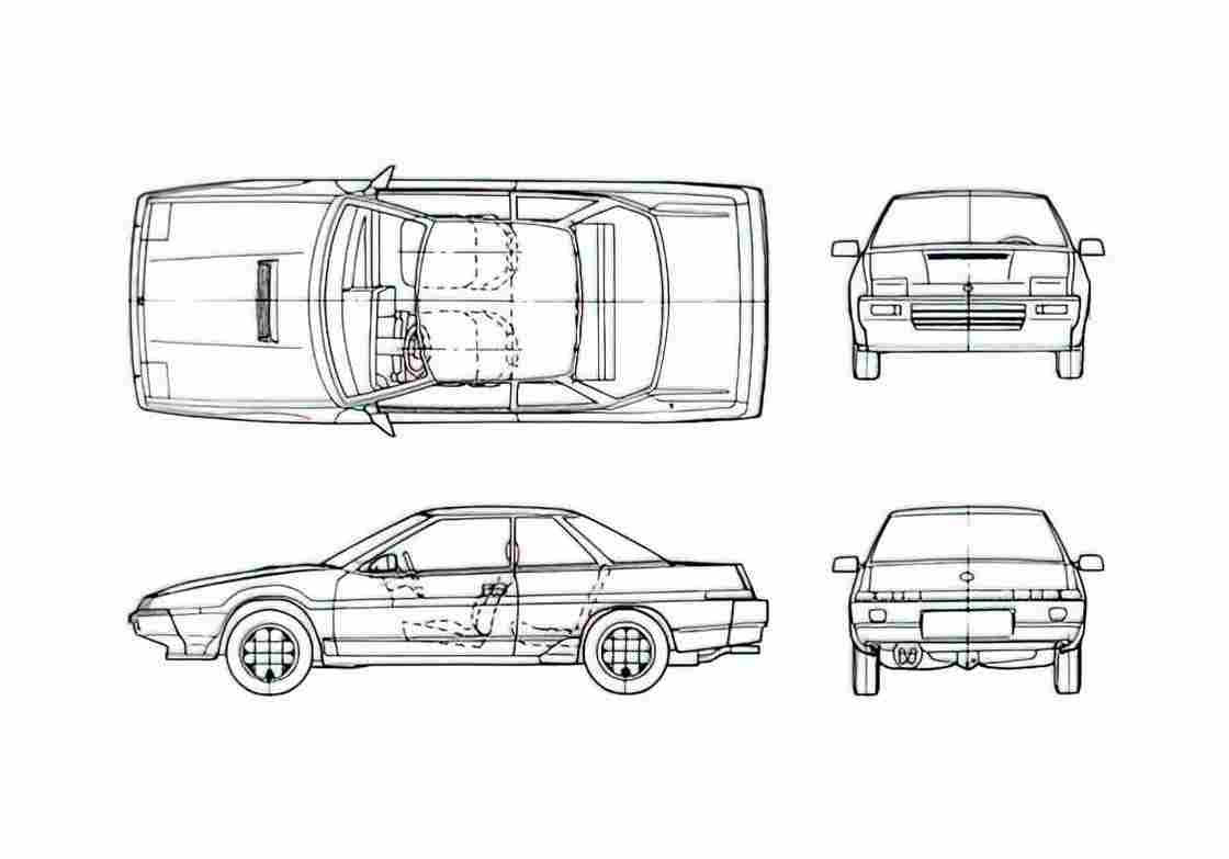 Blueprint Subaru XT Turbo Coupe 1986 A4 Photo Print