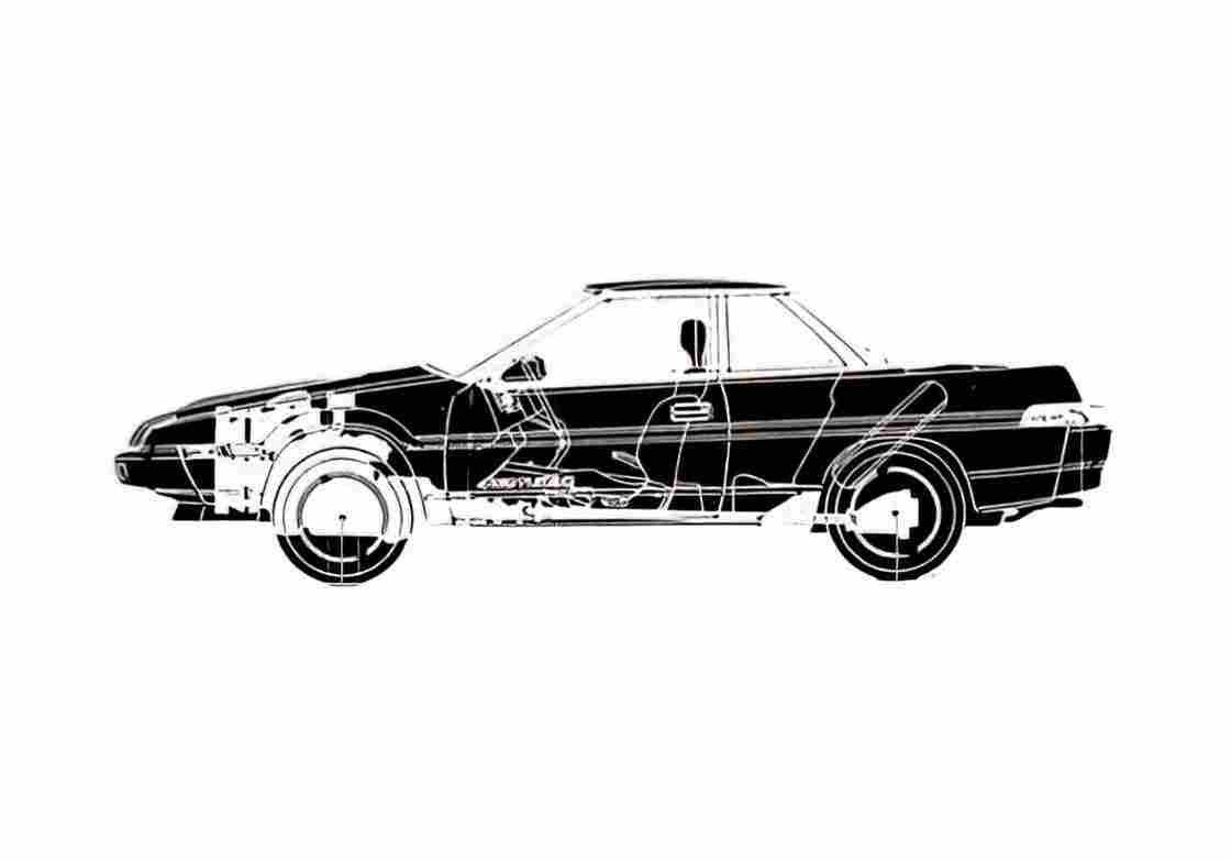 Blueprint Subaru XT6 Coupe 1985 A4 Photo Print