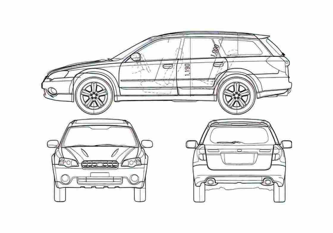 Blueprint Subaru legacy Wagon 2005 A4 Photo Print