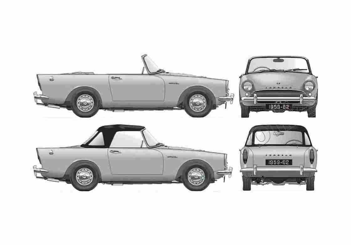 Blueprint Sunbeam Alpine Mk I Roadster 1960 A4 Photo Print