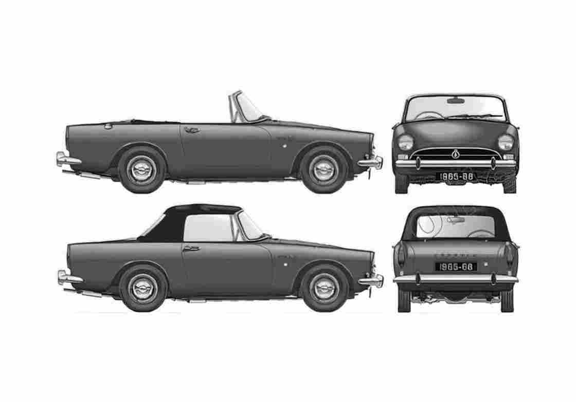 Blueprint Sunbeam Alpine Series V Cabriolet 1967 A4 Photo Print