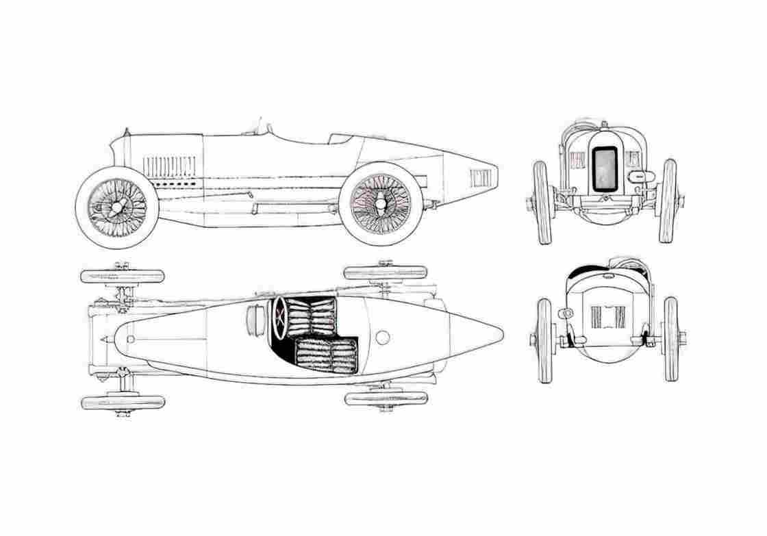 Blueprint Sunbeam GP Coupe 1923 A4 Photo Print