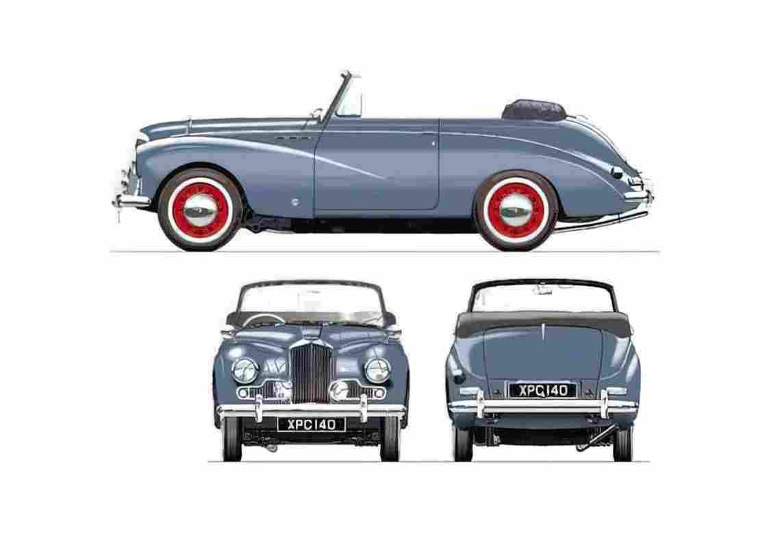 Blueprint Sunbeam Mk III Convertible Cabriolet 1954 A4 Photo Print
