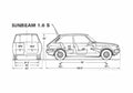 Blueprint Sunbeam Sunbeam 16S Hatchback 1976 A4 Photo Print