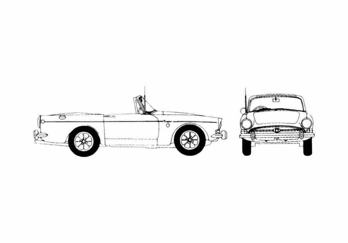 Blueprint Sunbeam Tiger Cabriolet 1965 A4 Photo Print