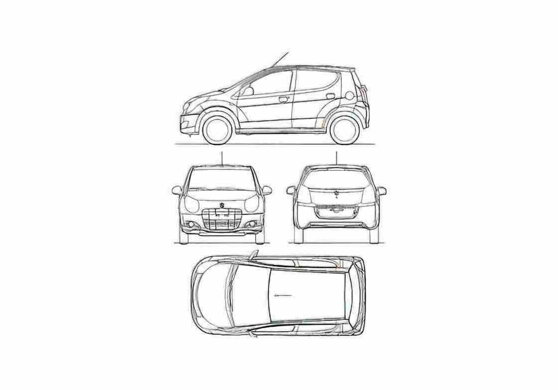 Blueprint Suzuki A Star Alto Hatchback 2009 A4 Photo Print