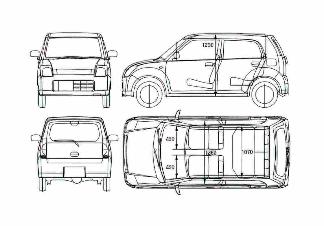 Blueprint Suzuki Alto 5 door Microvan 2005 A4 Photo Print