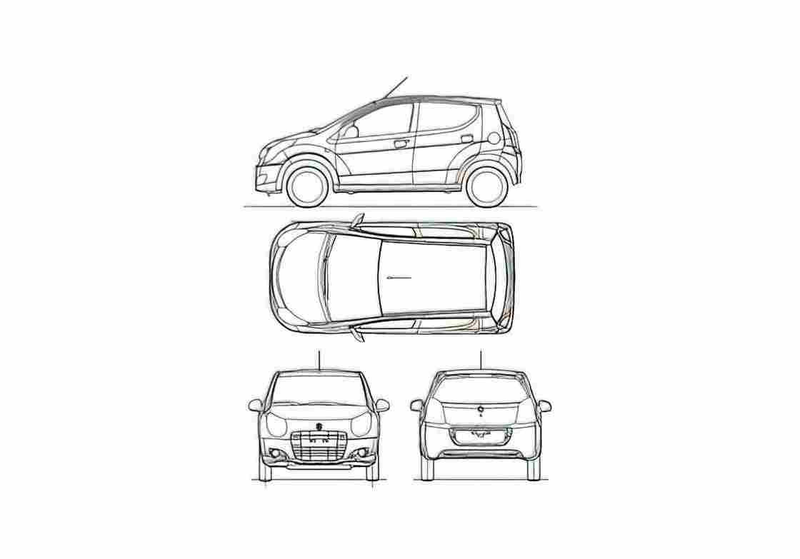 Blueprint Suzuki Alto Hatchback 2009 A4 Photo Print