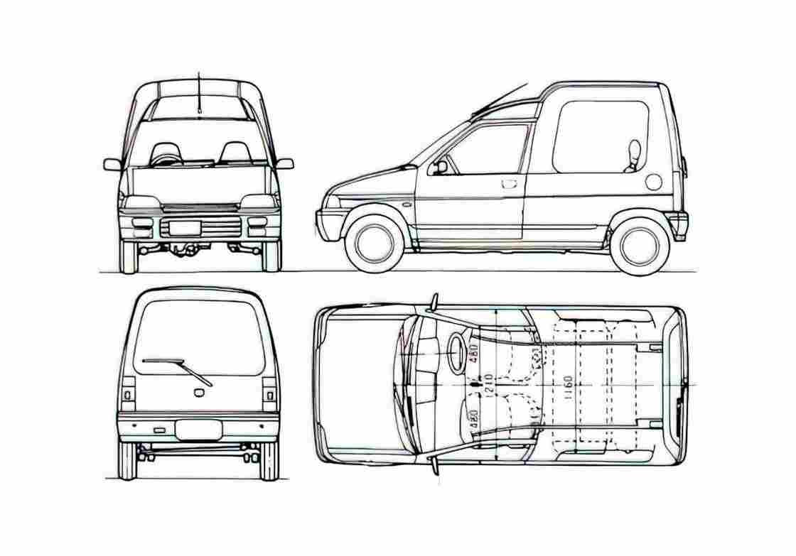 Blueprint Suzuki Alto Hustle Microvan 1991 A4 Photo Print