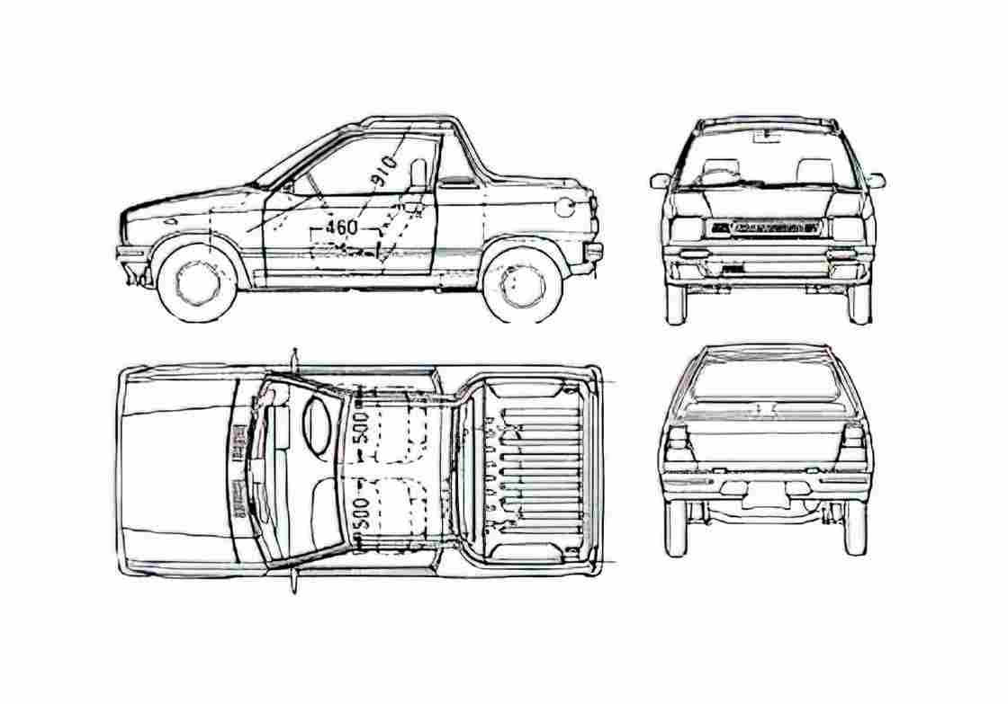 Blueprint Suzuki Alto Mighty Boy Pick up 1994 A4 Photo Print