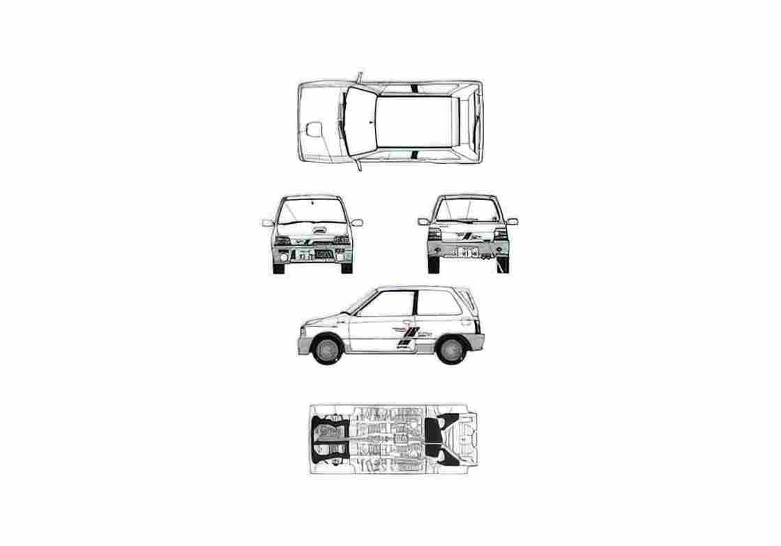 Blueprint Suzuki Alto Works RS X Hatchback 1987 A4 Photo Print