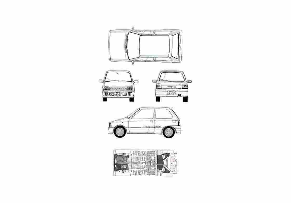 Blueprint Suzuki Alto Works Tohge Hatchback 1984 A4 Photo Print