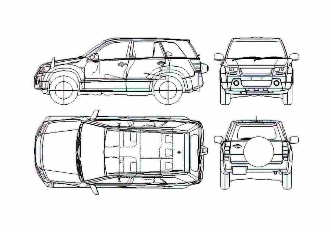 Blueprint Suzuki Escudo SUV 2006 A4 Photo Print