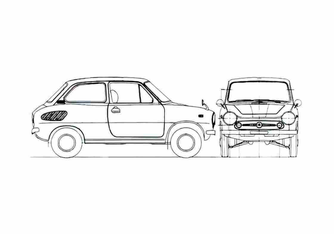 Blueprint Suzuki Fronte Coupe 1967 A4 Photo Print