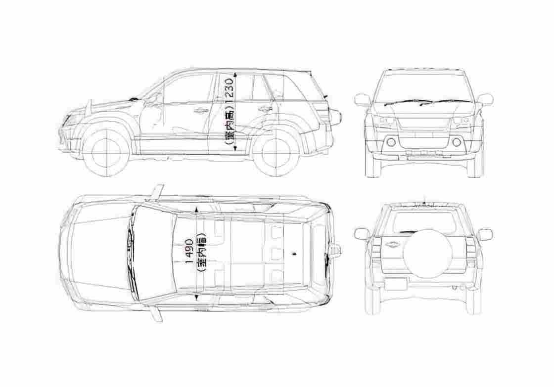 Blueprint Suzuki Grand Vitara SUV 2006 A4 Photo Print