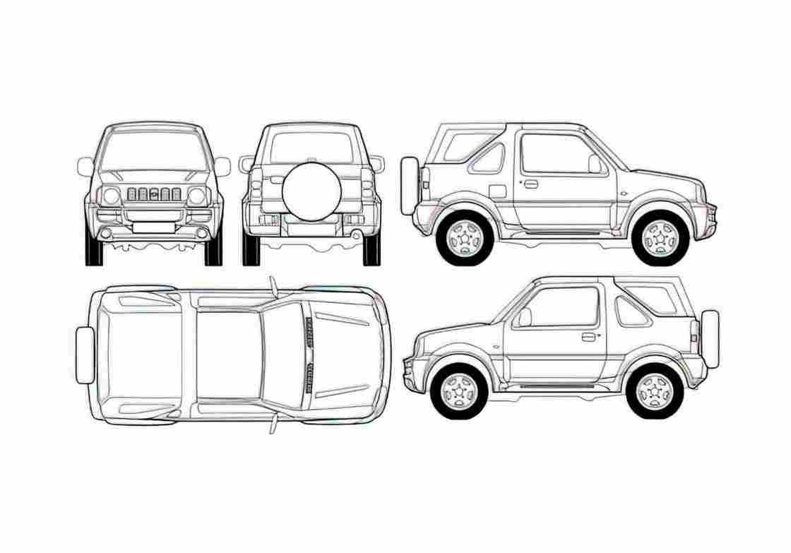 Blueprint Suzuki Jimmy Soft Top SUV 2007 A4 Photo Print