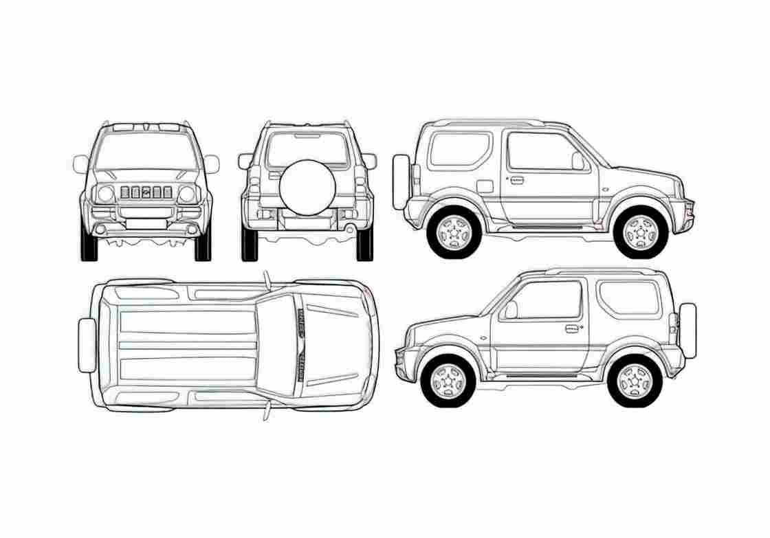 Blueprint Suzuki Jimny Hard Top SUV 2007 A4 Photo Print