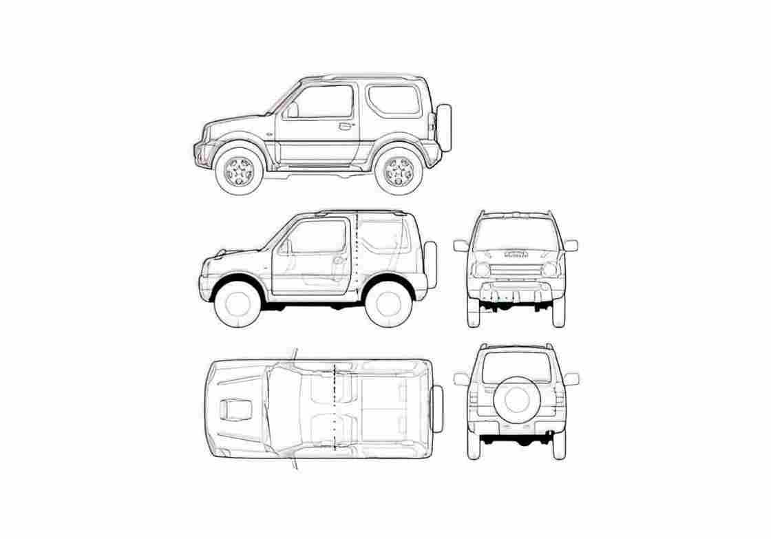 Blueprint Suzuki Jimny Mazda AZ SUV 2005 A4 Photo Print