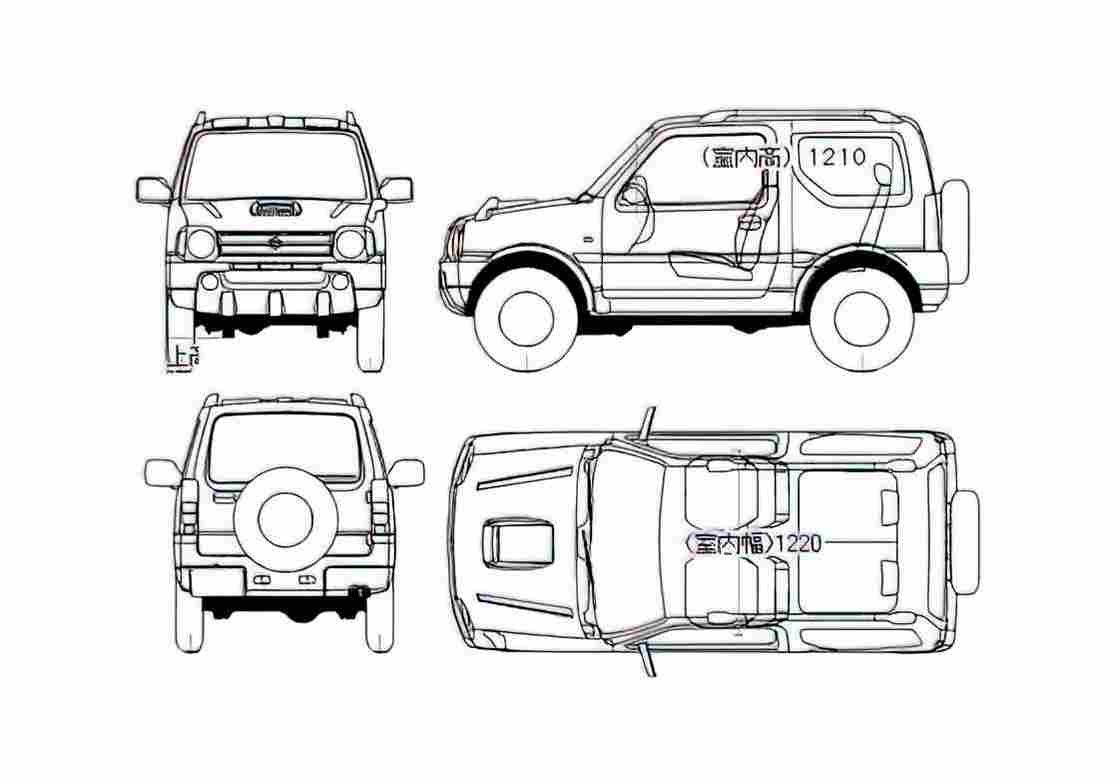 Blueprint Suzuki Jimny SUV 2006 A4 Photo Print