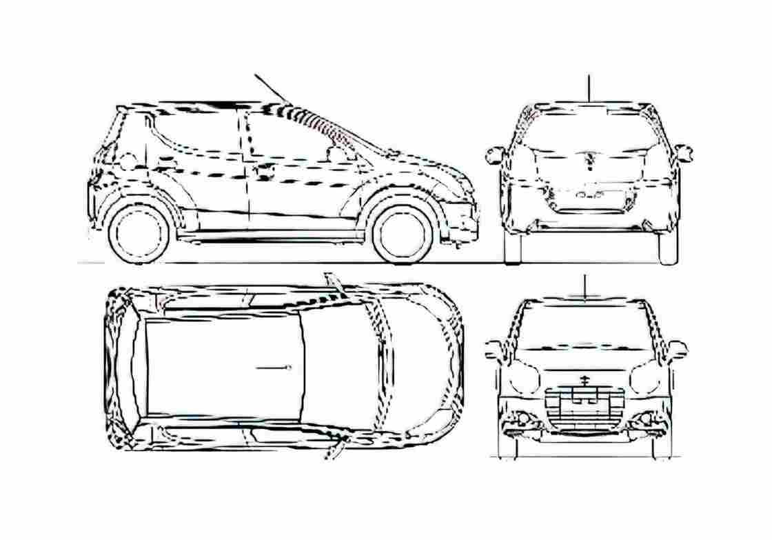 Blueprint Suzuki Maruti A Star Hatchback 2008 A4 Photo Print