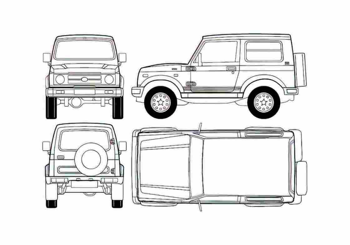 Blueprint Suzuki SJ410 Samurai Hardtop SUV 1982 A4 Photo Print