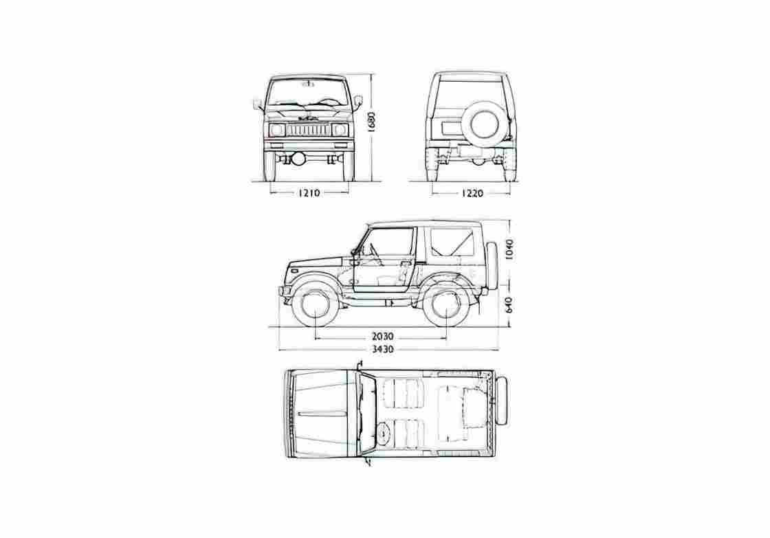 Blueprint Suzuki SJ410 Soft Top SUV 1982 A4 Photo Print