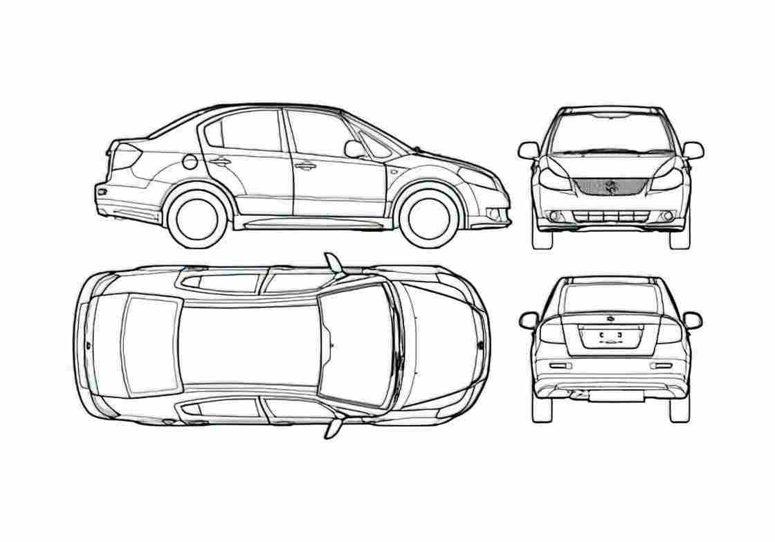 Blueprint Suzuki SX4 Sedan 2007 A4 Photo Print