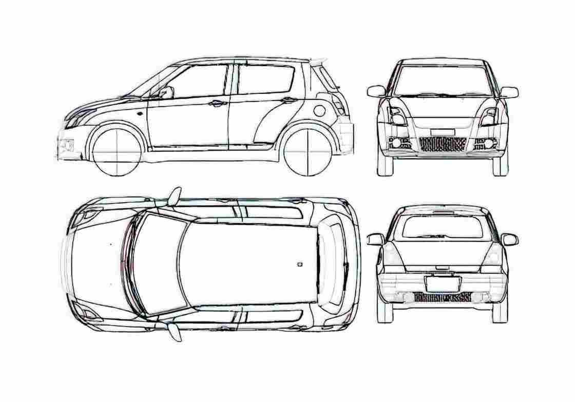 Blueprint Suzuki Swift 5 door Microvan 2005 A4 Photo Print
