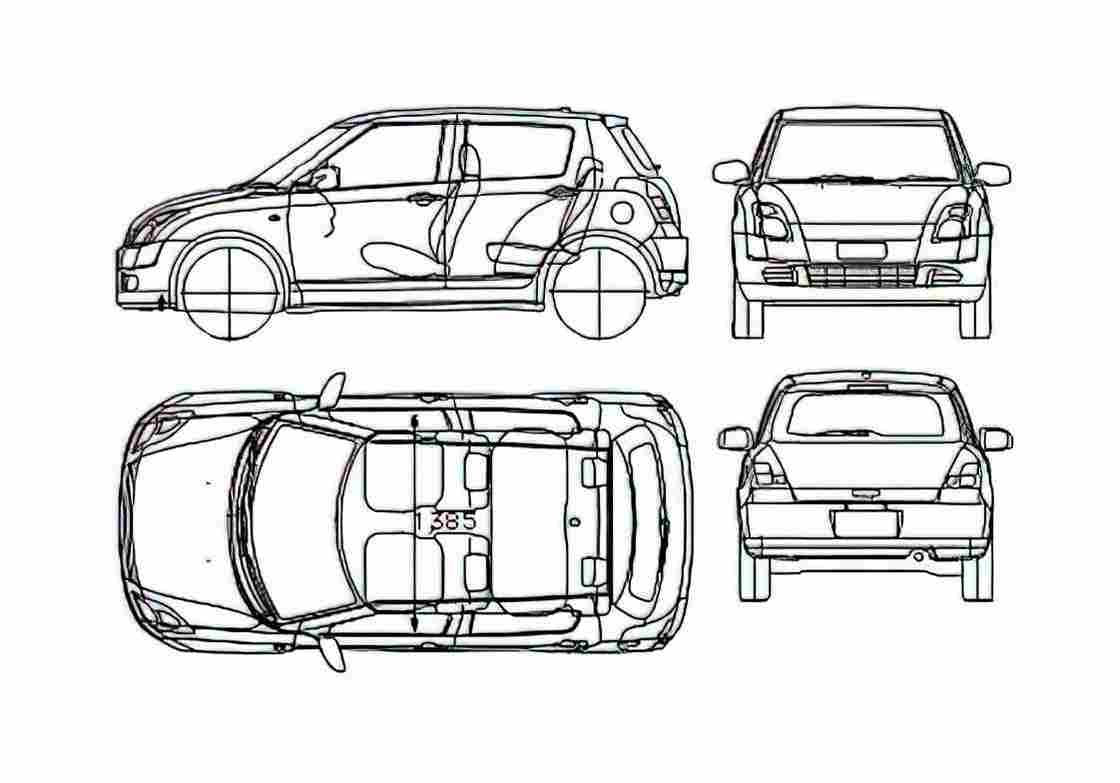 Blueprint Suzuki Swift 5 door Microvan 2006 A4 Photo Print