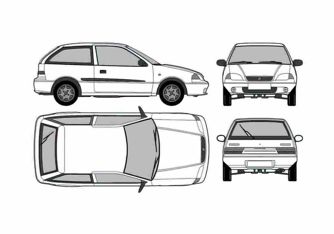 Blueprint Suzuki Swift GS 3 door Hatchback 1993 A4 Photo Print