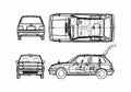 Blueprint Suzuki Swift MK1 3 door Hatchback 1986 A4 Photo Print