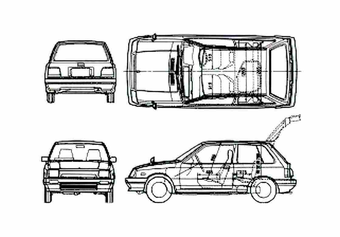 Blueprint Suzuki Swift MK1 3 door Hatchback 1986 A4 Photo Print