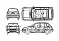 Blueprint Suzuki Swift MK1 5 door Hatchback 1986 A4 Photo Print