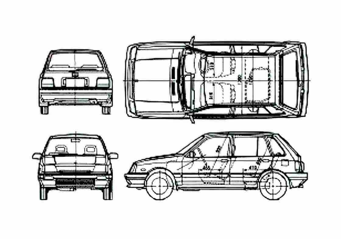 Blueprint Suzuki Swift MK1 5 door Hatchback 1986 A4 Photo Print