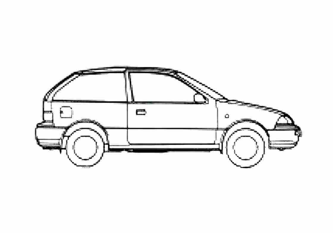 Blueprint Suzuki Swift MK2 3 door Hatchback 1989 A4 Photo Print