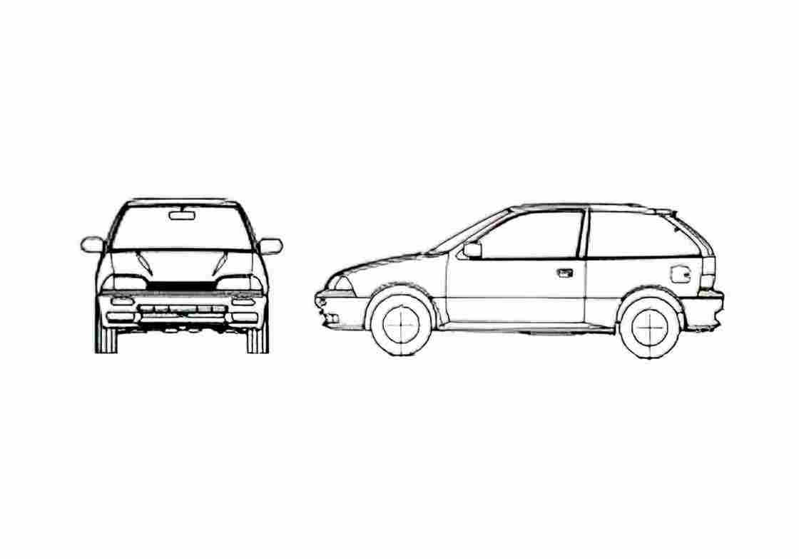 Blueprint Suzuki Swift MK2 3 door Sedan 1989 A4 Photo Print