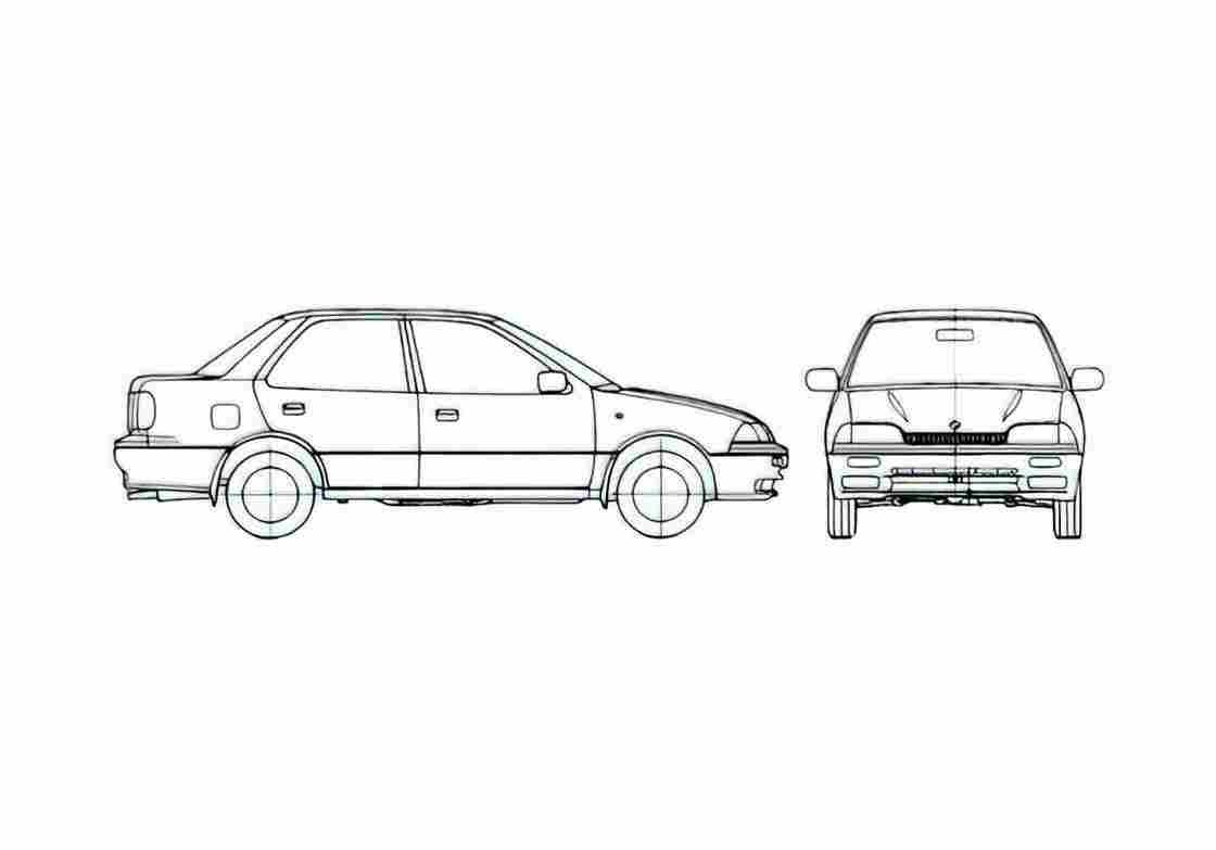 Blueprint Suzuki Swift MK2 GLX 4 wd Sedan 2000 A4 Photo Print