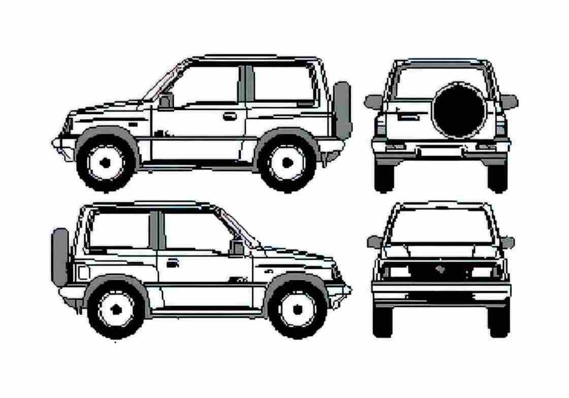 Blueprint Suzuki Vitara 3 door SUV 1994 A4 Photo Print