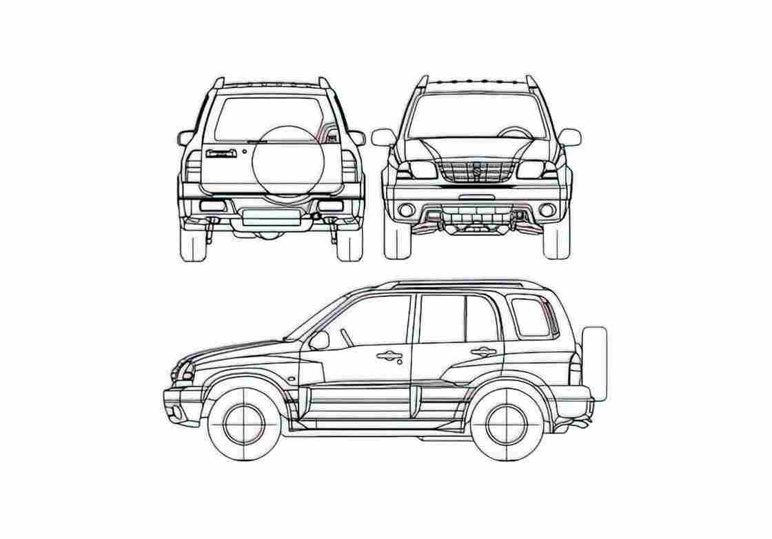 Blueprint Suzuki Vitara 5 door SUV 2005 A4 Photo Print