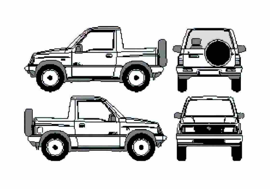 Blueprint Suzuki Vitara Soft Top Pick up 1994 A4 Photo Print