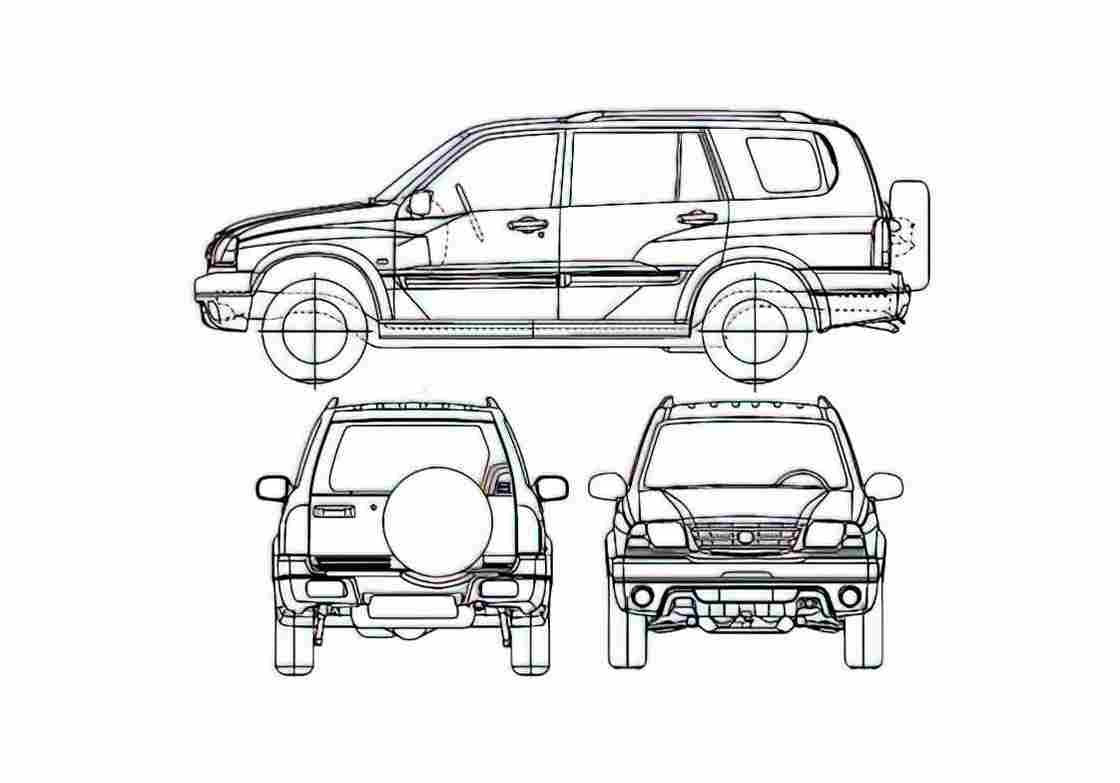 Blueprint Suzuki Vitara XL 7 SUV 2005 A4 Photo Print