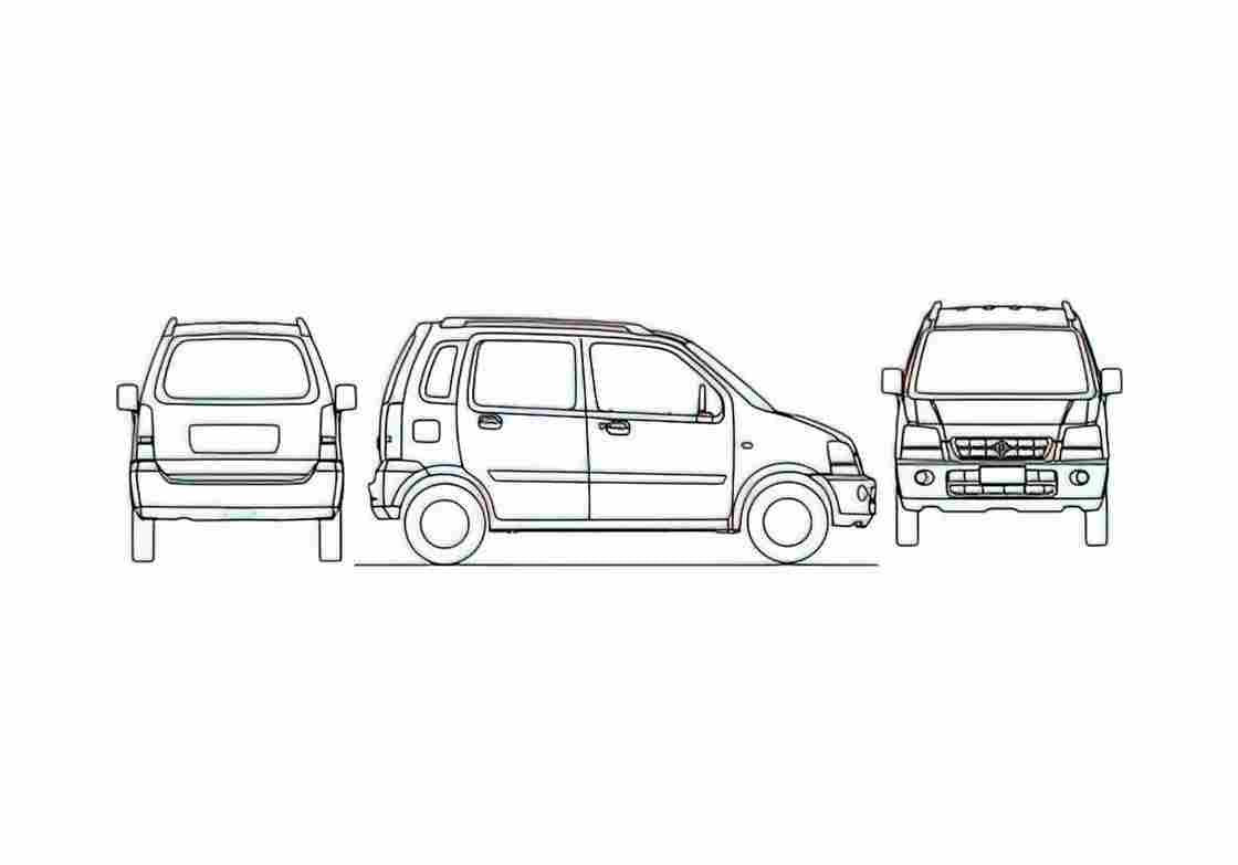 Blueprint Suzuki Wagon R Microvan 2007 A4 Photo Print