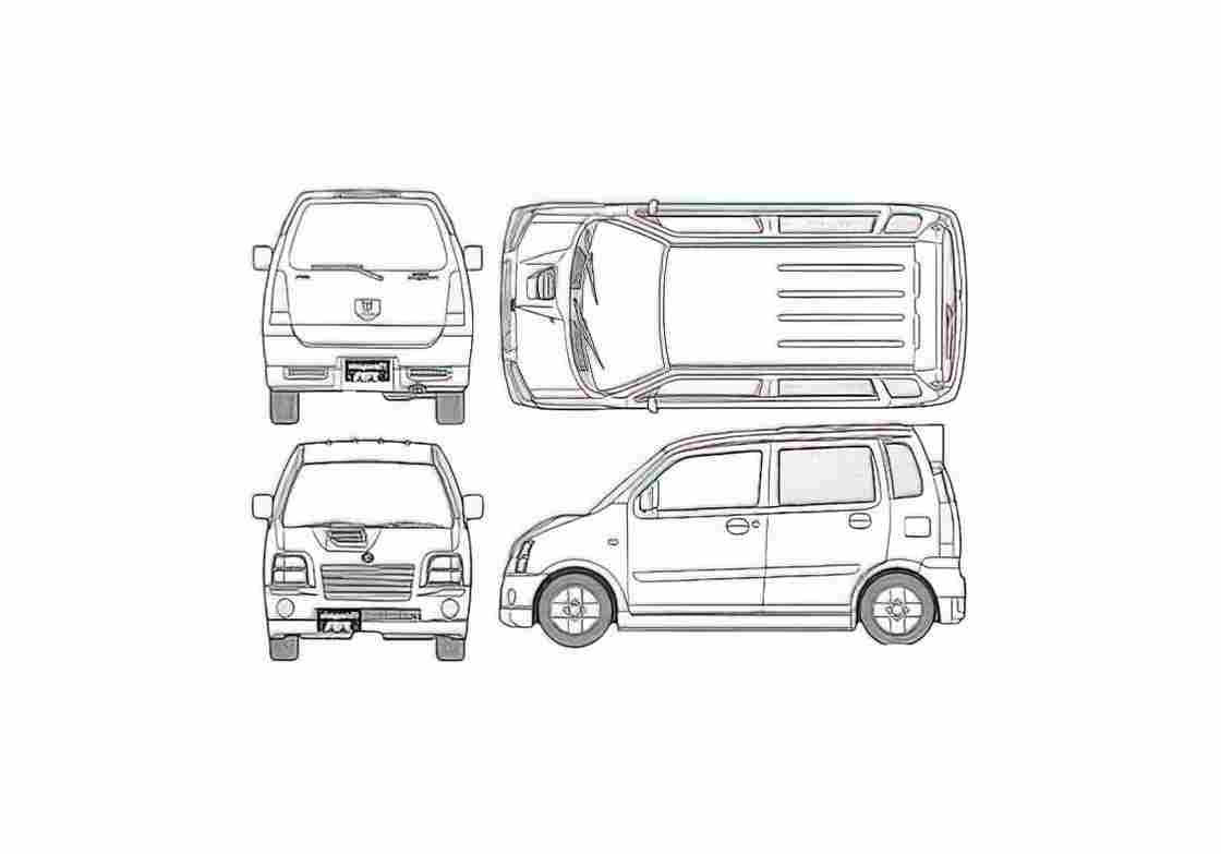 Blueprint Suzuki Wagon R RR Microvan 1998 01 A4 Photo Print