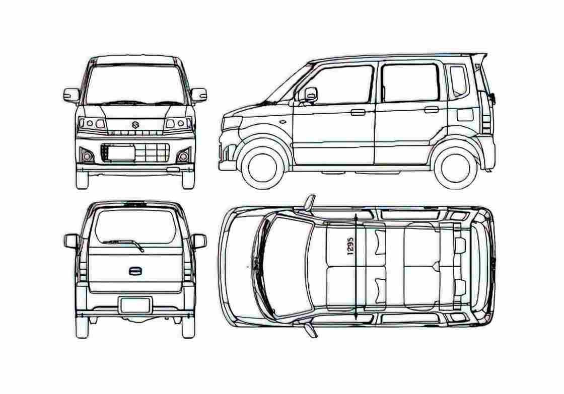 Blueprint Suzuki Wagon RT Microvan 2007 A4 Photo Print