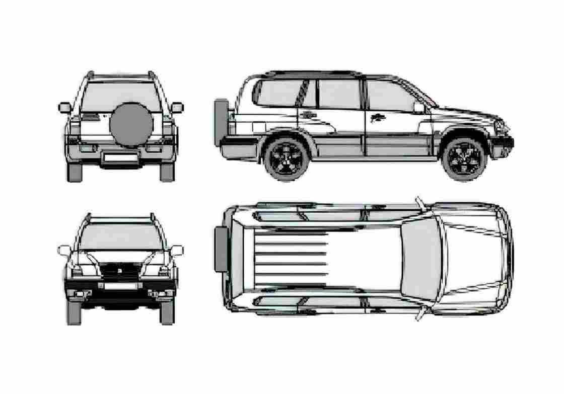 Blueprint Suzuki XL7 SUV 2004 A4 Photo Print