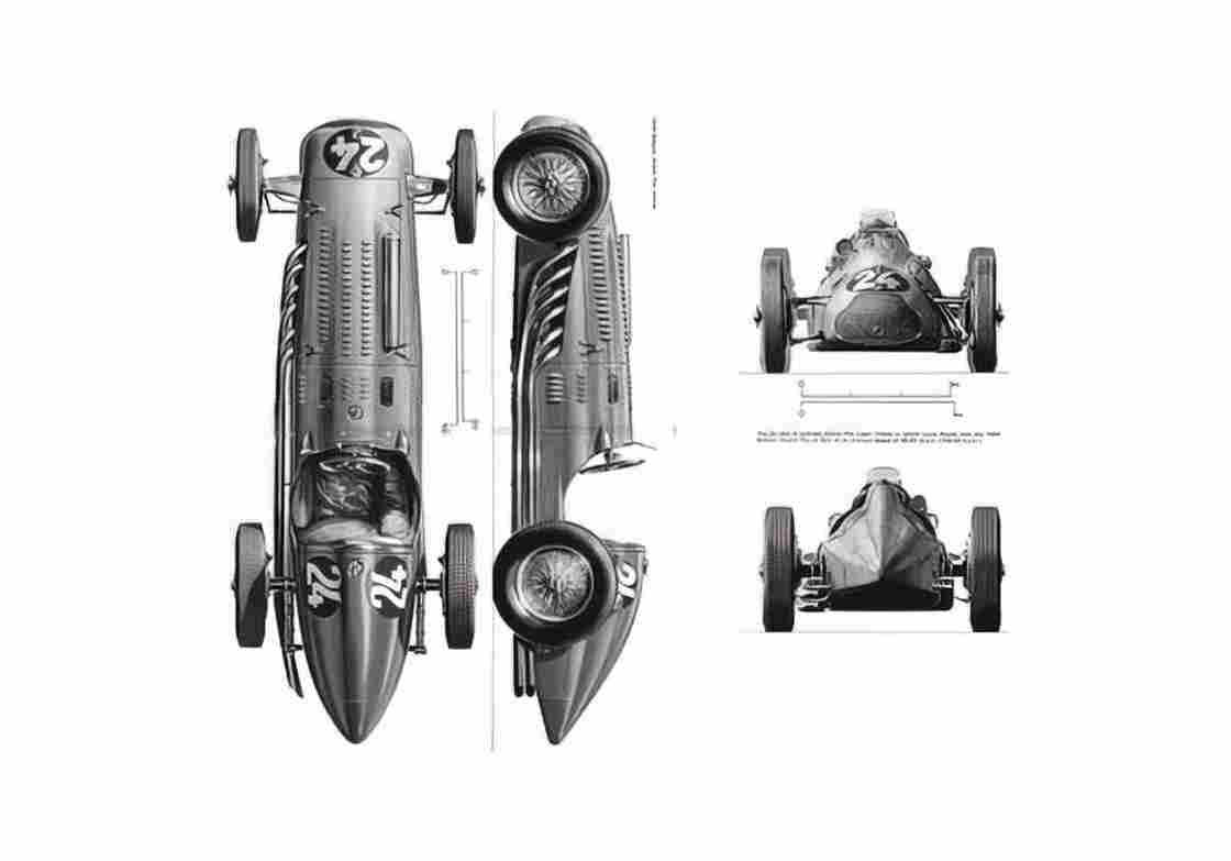 Blueprint Talbot Lago T26C GP OW 1949 A4 Photo Print