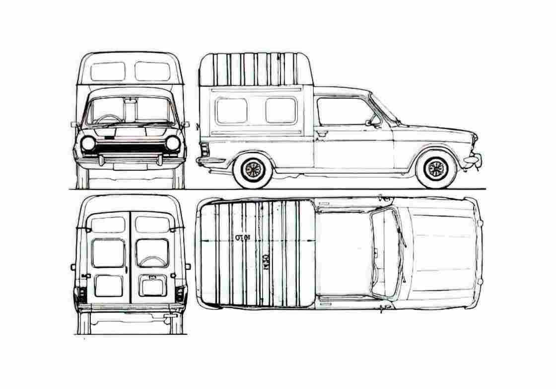 Blueprint Talbot Simca 1100 High Roof Van 1984 A4 Photo Print