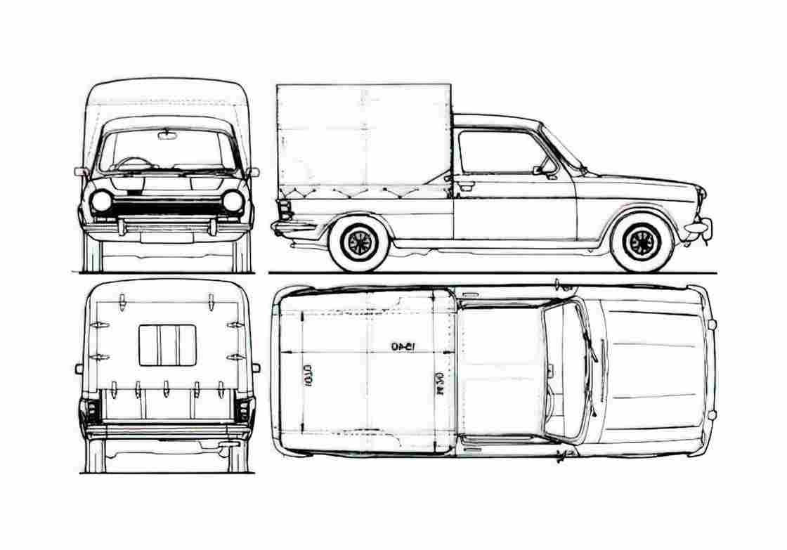Blueprint Talbot Simca 1100 Pick up 1984 A4 Photo Print